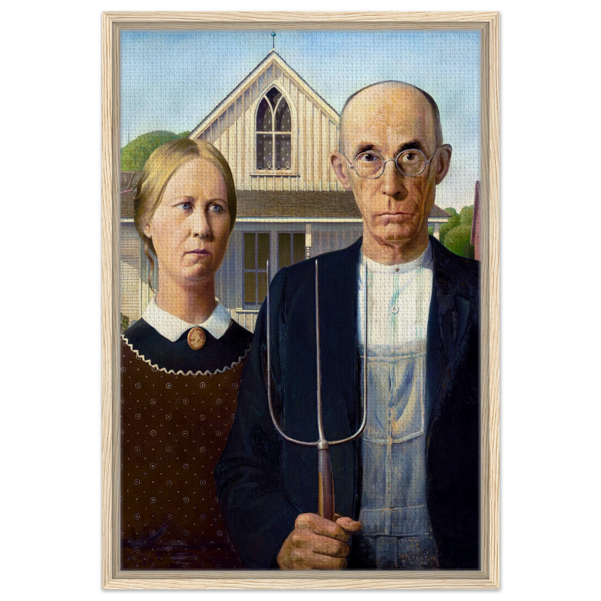 American Gothic by Grant Wood â€“ Iconic American Regionalism Art PrintBrushed Aluminum Print50x75 cm / 20x30â€³