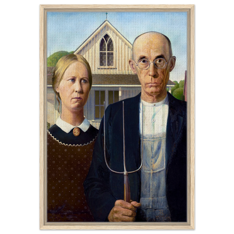 American Gothic by Grant Wood â€“ Iconic American Regionalism Art PrintBrushed Aluminum Print50x75 cm / 20x30â€³