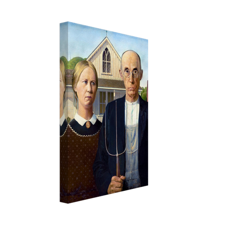American Gothic by Grant Wood â€“ Iconic American Regionalism Art PrintCanvas50x75 cm / 20x30â€³