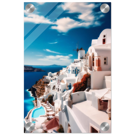santorini serenity dreamy greek island wall art print60x90 cm / 24x36″Brushed Aluminum Print