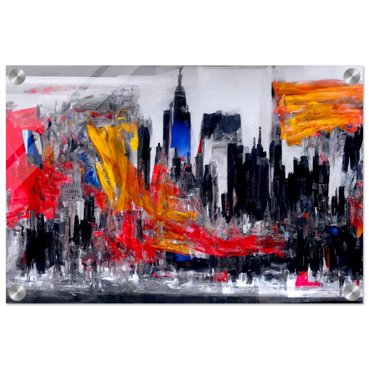 Urban Inferno â€“ Abstract Cityscape Wall Art PrintFramed Canvas40x60 cm / 16x24â€³