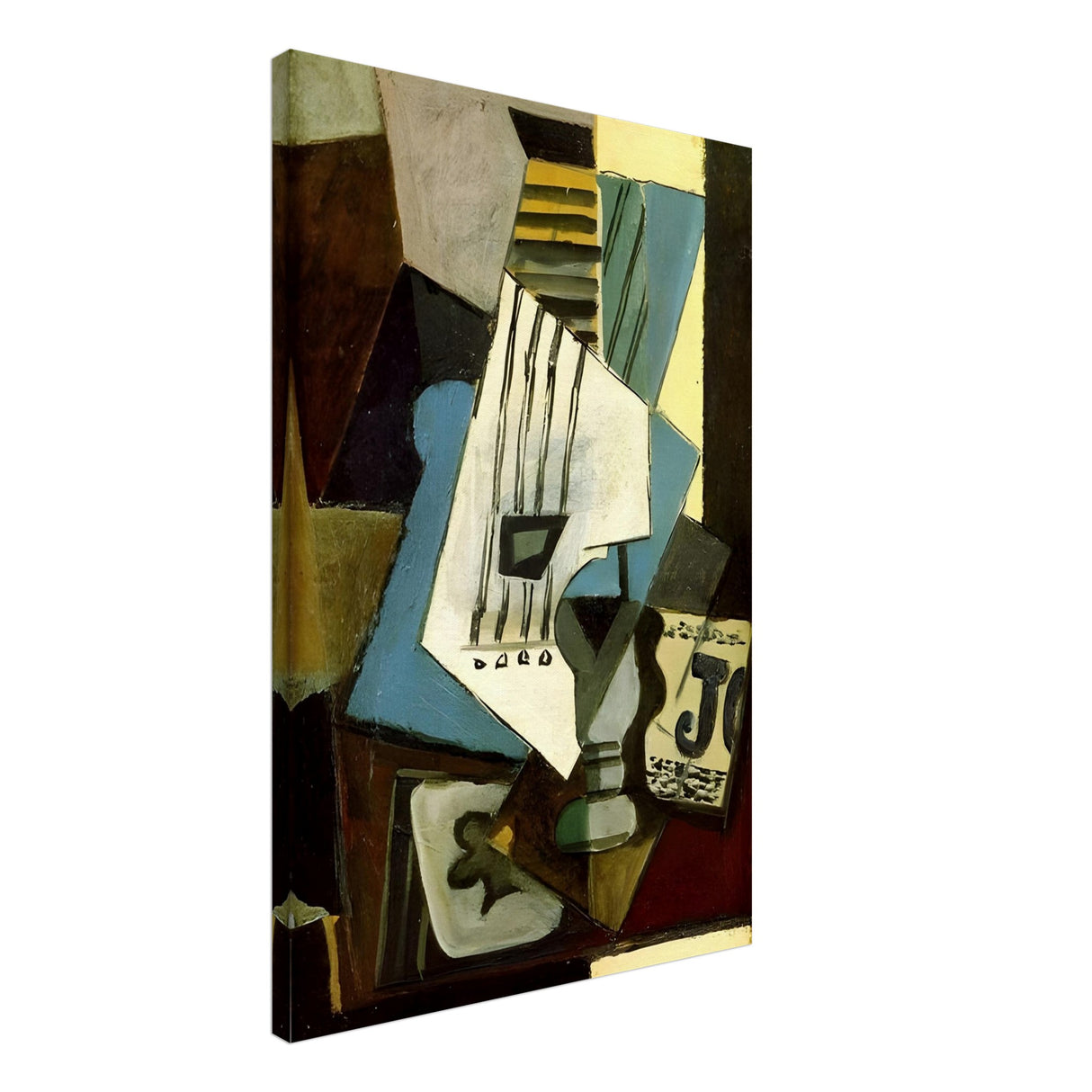 nature morte guitar newspaper glass and ace of clubs by pablo picasso 1914