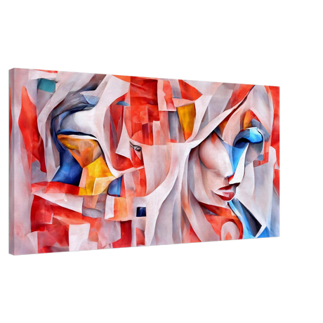 Chromatic Faces â€“ Modern Abstract Cubist Art Print30x60 cm / 12x24â€³