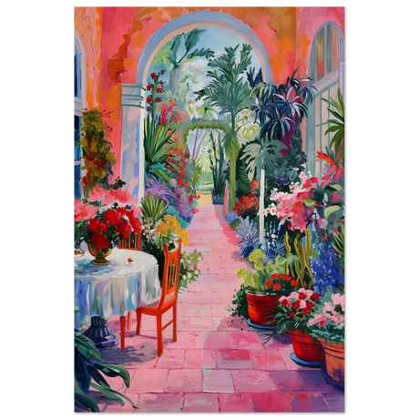 garden of morning light blooming terrace escape wall art print50x75 cm / 20x30″Wood Prints