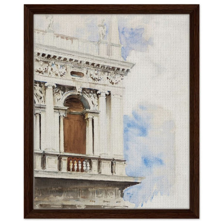 A Corner of the Library in Venice (ca. 1904–1907) by John Singer Sargent | Vintage wall art print - Framed Canvas - 40x50 cm / 16x20″ - Dark wood frame