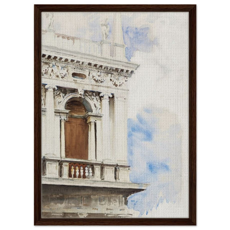 A Corner of the Library in Venice (ca. 1904–1907) by John Singer Sargent | Vintage wall art print - Framed Canvas - 50x70 cm / 20x28″ - Dark wood frame