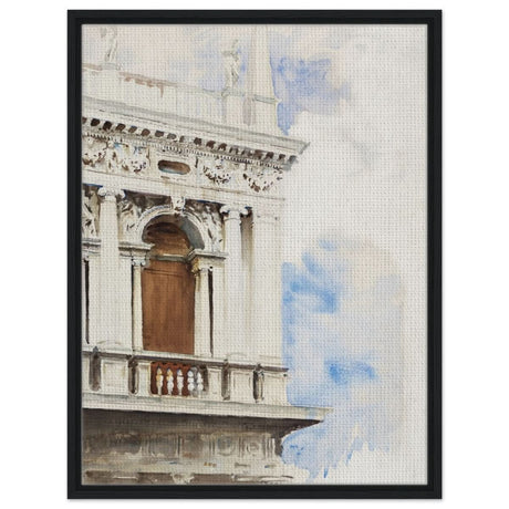 A Corner of the Library in Venice (ca. 1904–1907) by John Singer Sargent | Vintage wall art print - Framed Canvas - 60x80 cm / 24x32″ - Black frame