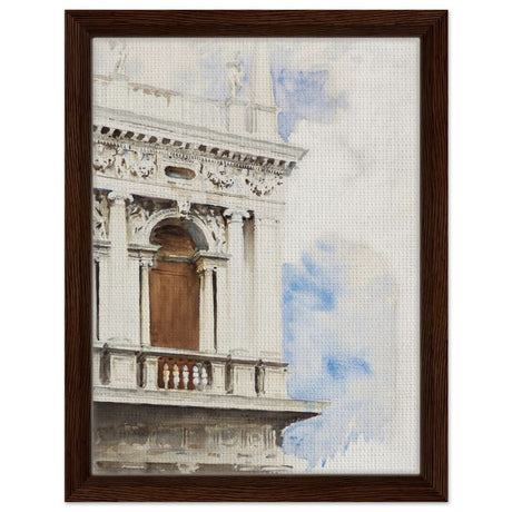 A Corner of the Library in Venice (ca. 1904–1907) by John Singer Sargent | Vintage wall art print - Framed Canvas - 30x40 cm / 12x16″ - Dark wood frame