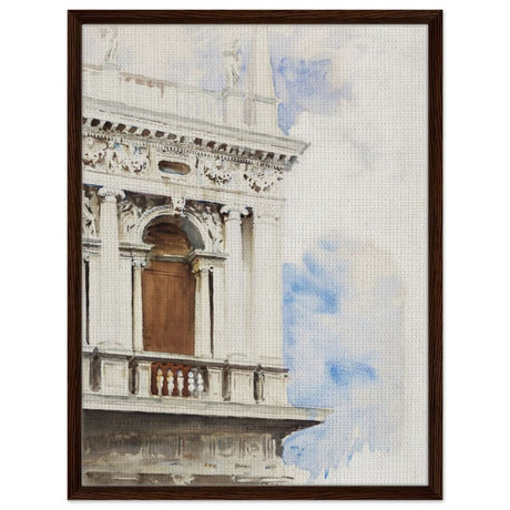 A Corner of the Library in Venice (ca. 1904–1907) by John Singer Sargent | Vintage wall art print - Framed Canvas - 60x80 cm / 24x32″ - Dark wood frame