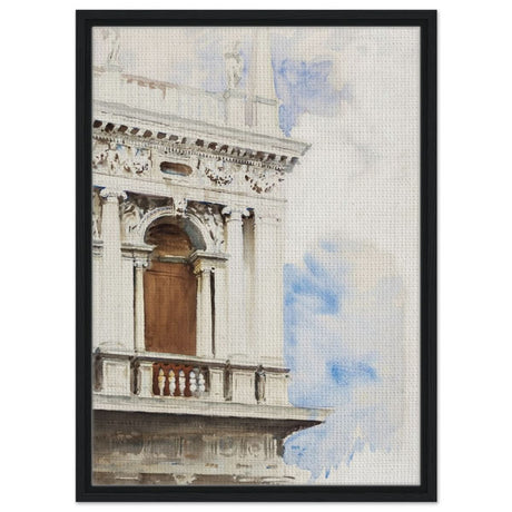A Corner of the Library in Venice (ca. 1904–1907) by John Singer Sargent | Vintage wall art print - Framed Canvas - 50x70 cm / 20x28″ - Black frame