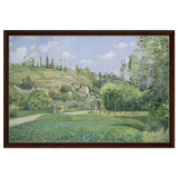 A Cowherd at Valhermeil, Auvers - sur - Oise (1874) by Camille Pissarro | Nature Wall art Print - Framed Canvas - 50x75 cm / 20x30″ - Dark wood frame