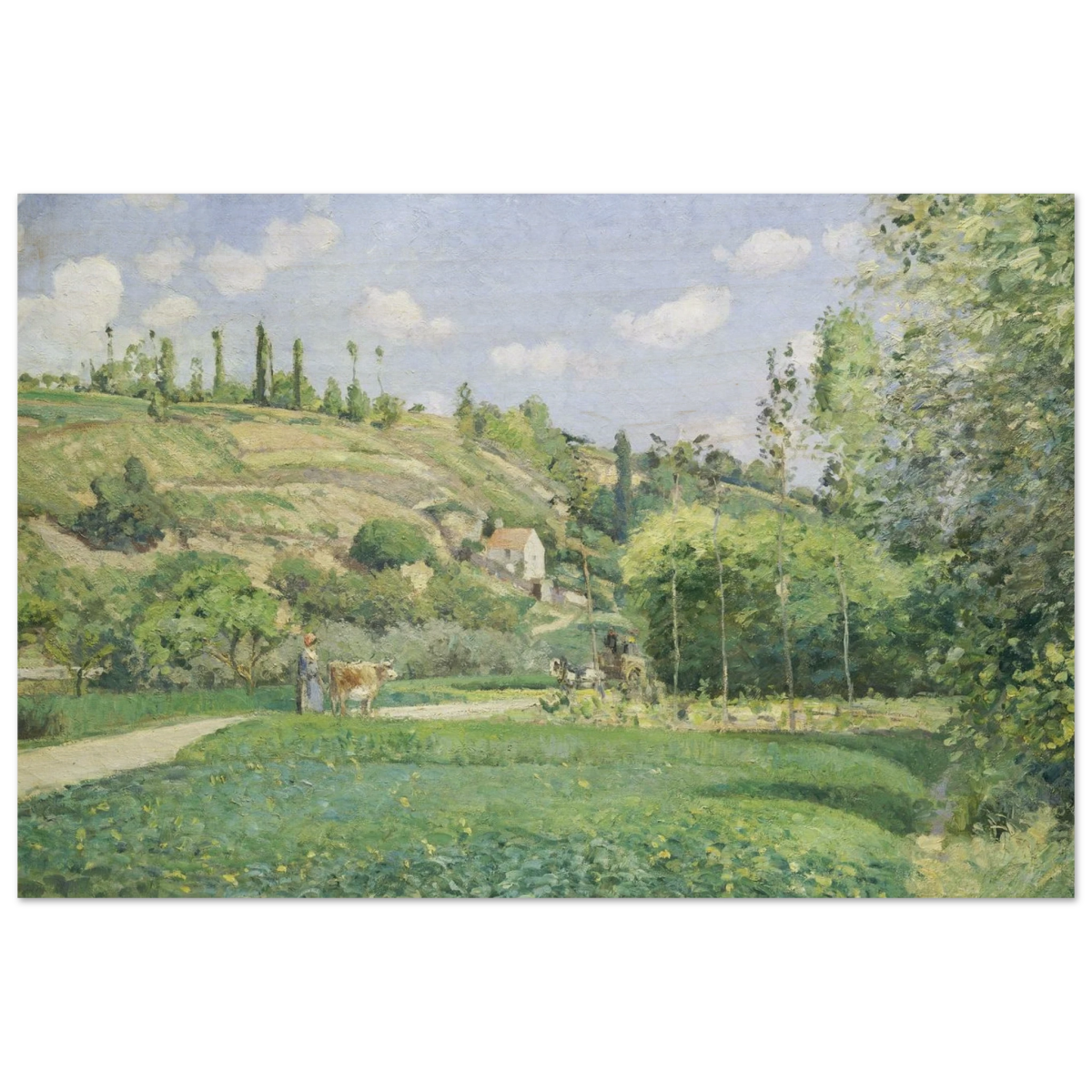 A Cowherd at Valhermeil, Auvers - sur - Oise (1874) by Camille Pissarro | Nature Wall art Print - Wood Prints - 20x30 cm / 8x12″ - 