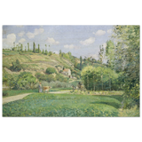 A Cowherd at Valhermeil, Auvers - sur - Oise (1874) by Camille Pissarro | Nature Wall art Print - Wood Prints - 20x30 cm / 8x12″ - 