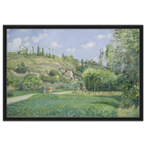 A Cowherd at Valhermeil, Auvers - sur - Oise (1874) by Camille Pissarro | Nature Wall art Print - Framed Canvas - 60x90 cm / 24x36″ - Black frame