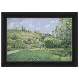 A Cowherd at Valhermeil, Auvers - sur - Oise (1874) by Camille Pissarro | Nature Wall art Print - Framed Canvas - 20x30 cm / 8x12″ - Black frame
