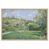 A Cowherd at Valhermeil, Auvers - sur - Oise (1874) by Camille Pissarro | Nature Wall art Print - Framed Canvas - 60x90 cm / 24x36″ - Wood frame