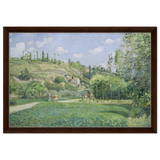 A Cowherd at Valhermeil, Auvers - sur - Oise (1874) by Camille Pissarro | Nature Wall art Print - Framed Canvas - 40x60 cm / 16x24″ - Dark wood frame