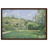 A Cowherd at Valhermeil, Auvers - sur - Oise (1874) by Camille Pissarro | Nature Wall art Print - Framed Canvas - 60x90 cm / 24x36″ - Dark wood frame