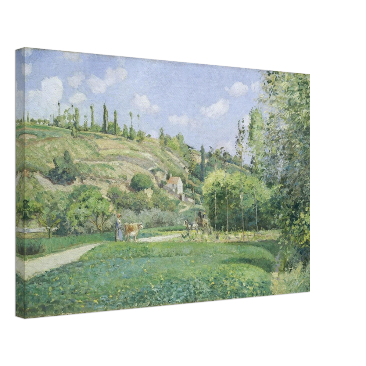 A Cowherd at Valhermeil, Auvers - sur - Oise (1874) by Camille Pissarro | Nature Wall art Print - Canvas - 40x60 cm / 16x24″ - 