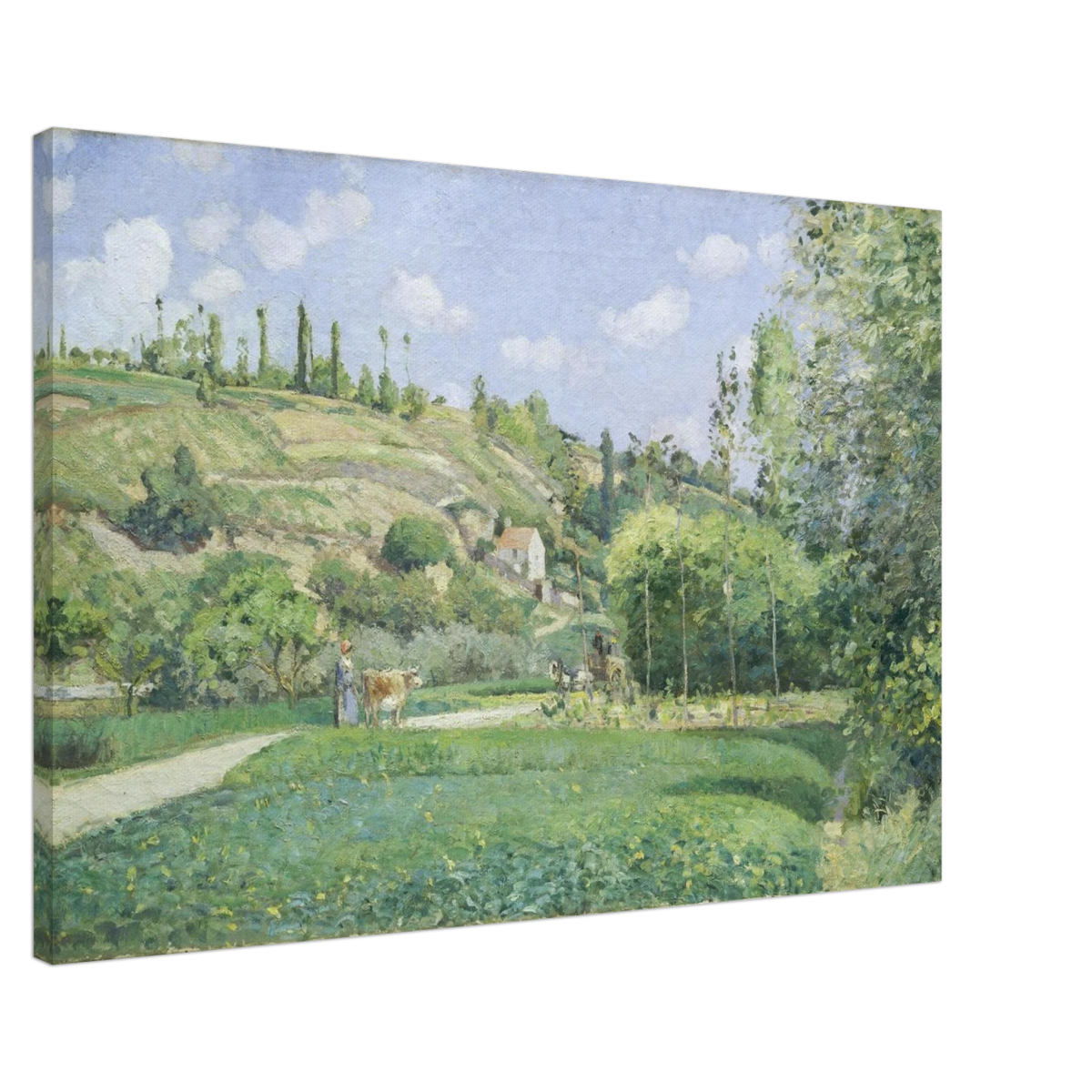 A Cowherd at Valhermeil, Auvers - sur - Oise (1874) by Camille Pissarro | Nature Wall art Print - Canvas - 60x90 cm / 24x36″ - 