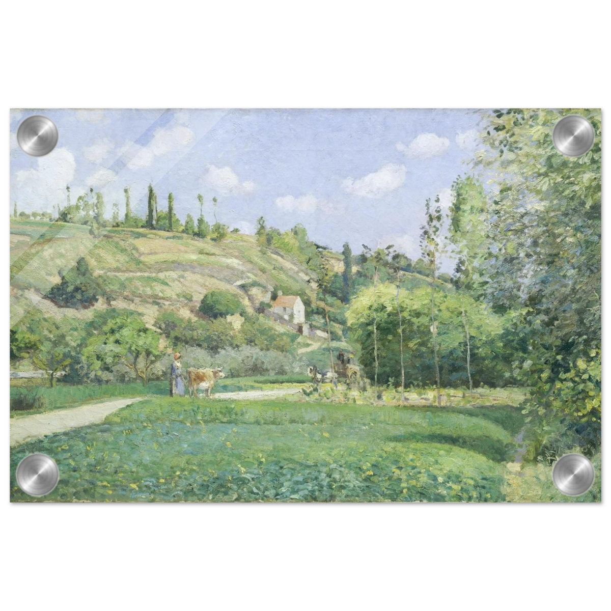 A Cowherd at Valhermeil, Auvers - sur - Oise (1874) by Camille Pissarro | Nature Wall art Print - Acrylic Print - 20x30 cm / 8x12″ - 
