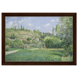 A Cowherd at Valhermeil, Auvers - sur - Oise (1874) by Camille Pissarro | Nature Wall art Print - Framed Canvas - 30x45 cm / 12x18″ - Dark wood frame