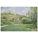A Cowherd at Valhermeil, Auvers - sur - Oise (1874) by Camille Pissarro | Nature Wall art Print - Wood Prints - 50x75 cm / 20x30″ - 