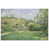 A Cowherd at Valhermeil, Auvers - sur - Oise (1874) by Camille Pissarro | Nature Wall art Print - Wood Prints - 30x45 cm / 12x18″ - 