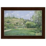 A Cowherd at Valhermeil, Auvers - sur - Oise (1874) by Camille Pissarro | Nature Wall art Print - Framed Canvas - 20x30 cm / 8x12″ - Dark wood frame