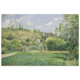A Cowherd at Valhermeil, Auvers - sur - Oise (1874) by Camille Pissarro | Nature Wall art Print - Wood Prints - 60x90 cm / 24x36″ - 