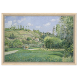 A Cowherd at Valhermeil, Auvers - sur - Oise (1874) by Camille Pissarro | Nature Wall art Print - Framed Canvas - 40x60 cm / 16x24″ - Wood frame