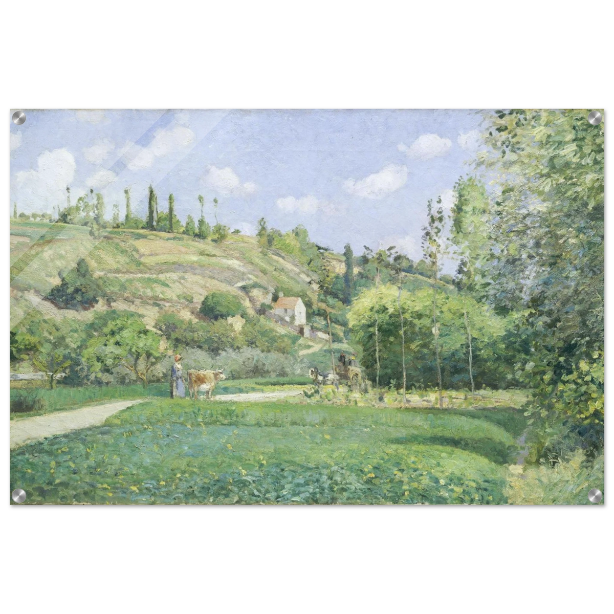 A Cowherd at Valhermeil, Auvers - sur - Oise (1874) by Camille Pissarro | Nature Wall art Print - Acrylic Print - 60x90 cm / 24x36″ - 