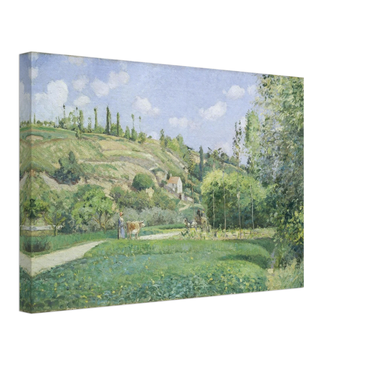 A Cowherd at Valhermeil, Auvers - sur - Oise (1874) by Camille Pissarro | Nature Wall art Print - Canvas - 30x45 cm / 12x18″ - 