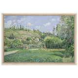 A Cowherd at Valhermeil, Auvers - sur - Oise (1874) by Camille Pissarro | Nature Wall art Print - Framed Canvas - 50x75 cm / 20x30″ - Wood frame