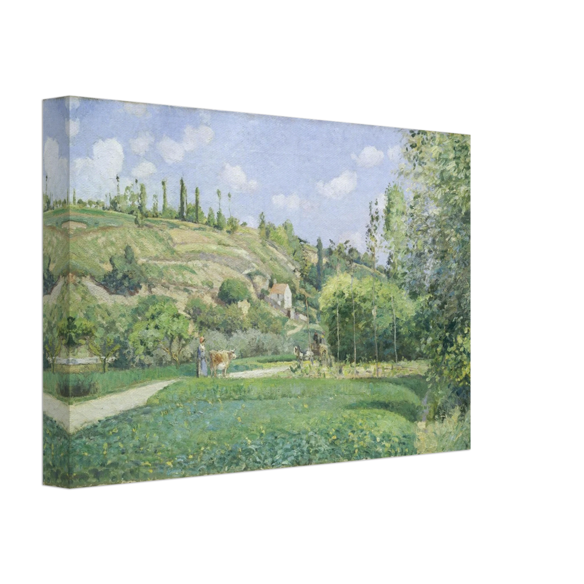 A Cowherd at Valhermeil, Auvers - sur - Oise (1874) by Camille Pissarro | Nature Wall art Print - Canvas - 20x30 cm / 8x12″ - 