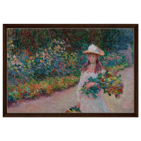 A Girl in the Garden | Vintage Art Wall art print - Framed Canvas - 50x75 cm / 20x30″ - Dark wood frame