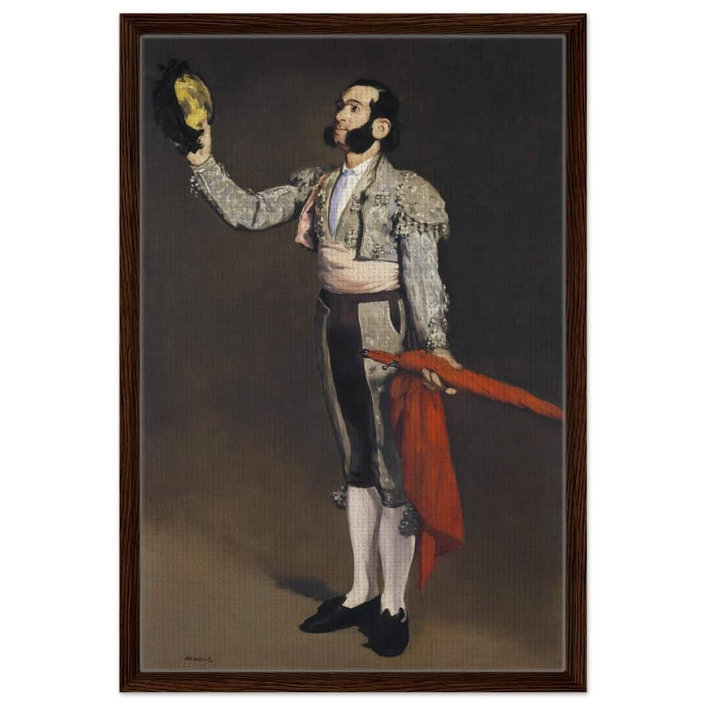 A Matador by Edouard Manet (1866–67) | Vintage wall art print - Framed Canvas - 50x75 cm / 20x30″ - Dark wood frame