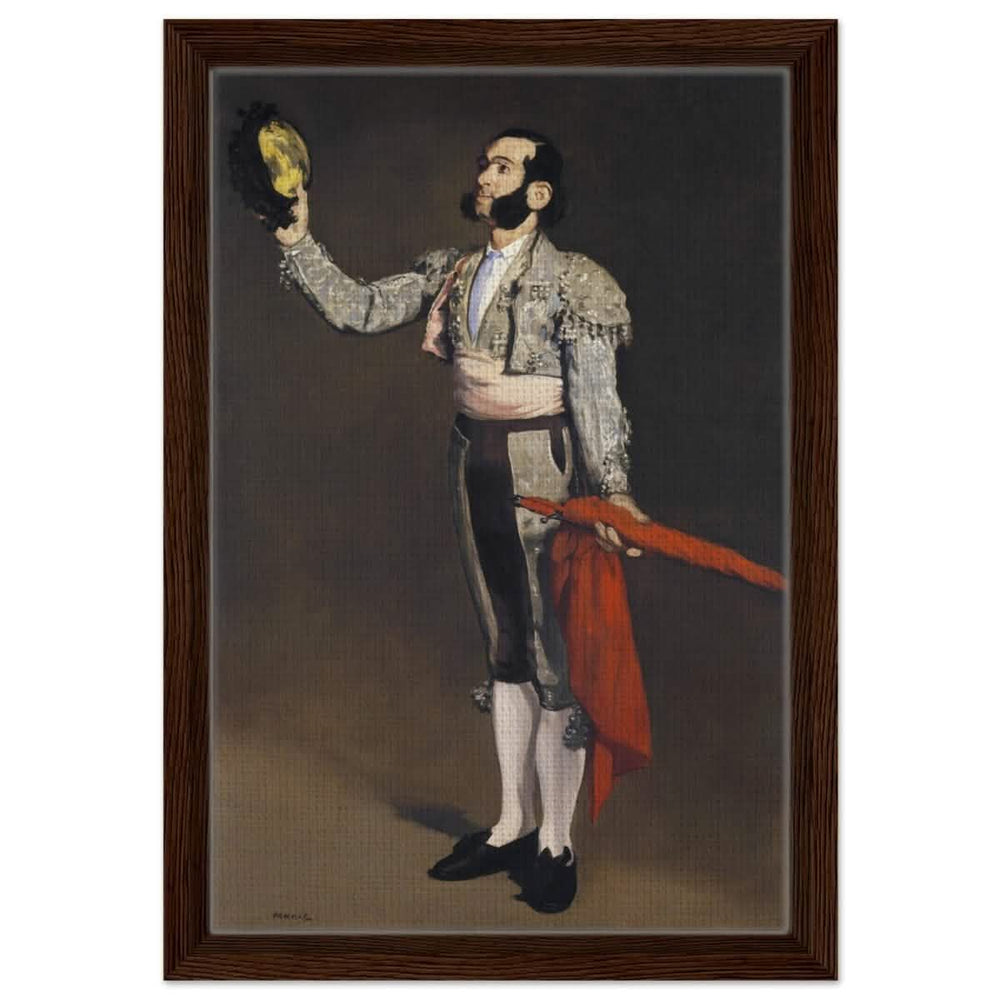 A Matador by Edouard Manet (1866–67) | Vintage wall art print - Framed Canvas - 30x45 cm / 12x18″ - Dark wood frame