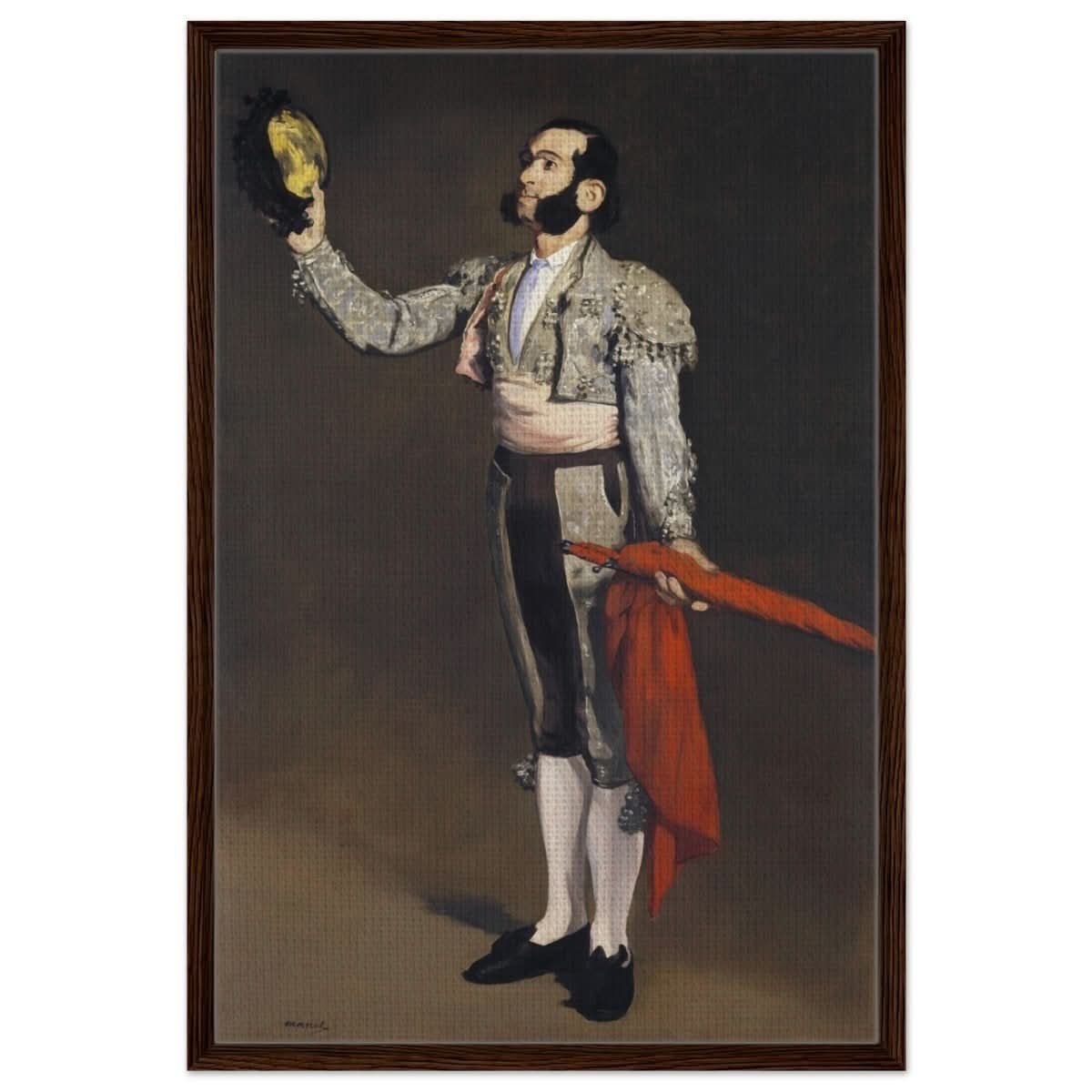 A Matador by Edouard Manet (1866–67) | Vintage wall art print - Framed Canvas - 60x90 cm / 24x36″ - Dark wood frame