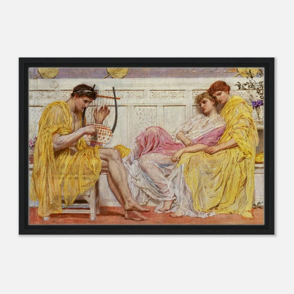 A Musician by Albert Joseph Moore (1867) | Vintage wall art print - Framed Canvas - 40x60 cm / 16x24″ - Black frame