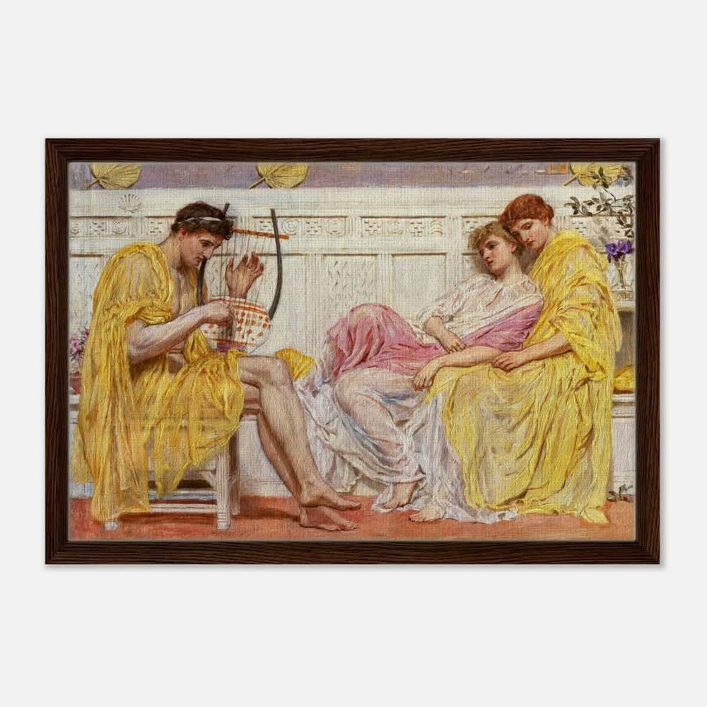 A Musician by Albert Joseph Moore (1867) | Vintage wall art print - Framed Canvas - 40x60 cm / 16x24″ - Dark wood frame