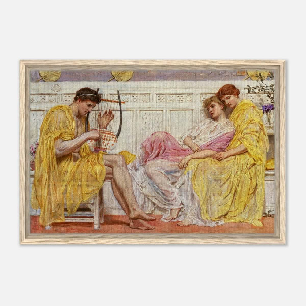 A Musician by Albert Joseph Moore (1867) | Vintage wall art print - Framed Canvas - 40x60 cm / 16x24″ - Wood frame
