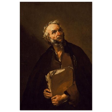A Philosopher by Jusepe de Ribera | Vintage Wall art print - Wood Prints - 50x75 cm / 20x30″ - 
