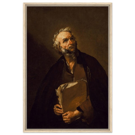 A Philosopher by Jusepe de Ribera | Vintage Wall art print - Framed Canvas - 60x90 cm / 24x36″ - Wood frame