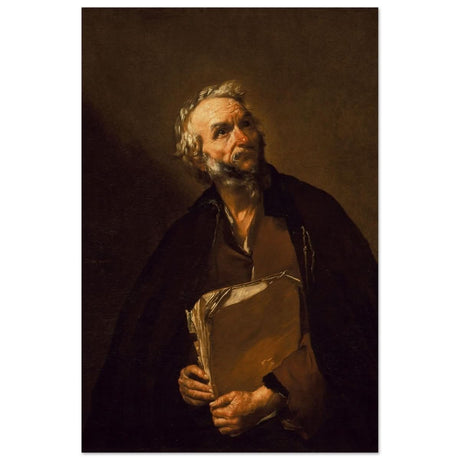 A Philosopher by Jusepe de Ribera | Vintage Wall art print - Wood Prints - 30x45 cm / 12x18″ - 