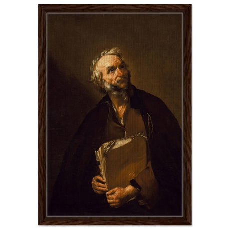 A Philosopher by Jusepe de Ribera | Vintage Wall art print - Framed Canvas - 40x60 cm / 16x24″ - Dark wood frame