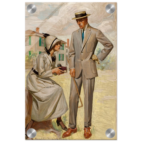 "A Timeless Pose" – Vintage Illustration by Franklin Booth | Romantic Americana Wall Art Print - Acrylic Print - 20x30 cm / 8x12″ - 