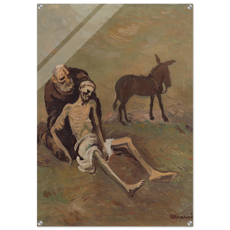 The Good Samaritan by CypriÃ¡n MajernÃ­k â€“ Expressionist Biblical Wall Art PrintBrushed Aluminum Print70x100 cm / 28x40â€³