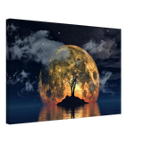 lunar eclipse isle a celestial nightscape awakened by the moon fine art digital illustration surreal moonlit scene70x100 cm / 28x40″Fine Art Poster
