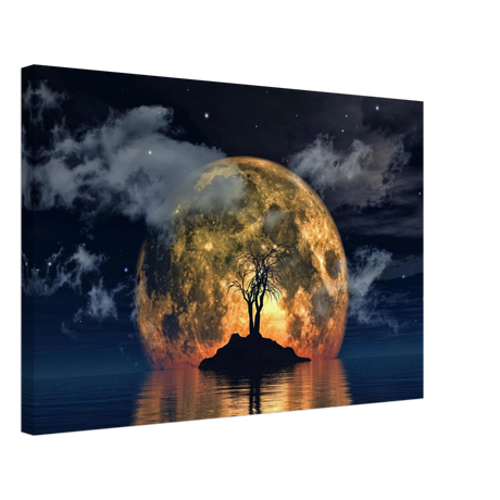 lunar eclipse isle a celestial nightscape awakened by the moon fine art digital illustration surreal moonlit scene70x100 cm / 28x40″Fine Art Poster